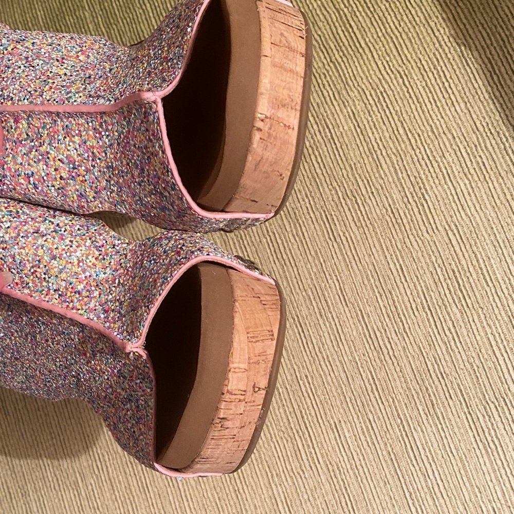 Corkys Pink Multi-Color Confetti Wedges. Good Condition. Size 6 Gorgeous Sandals - Picture 7 of 10